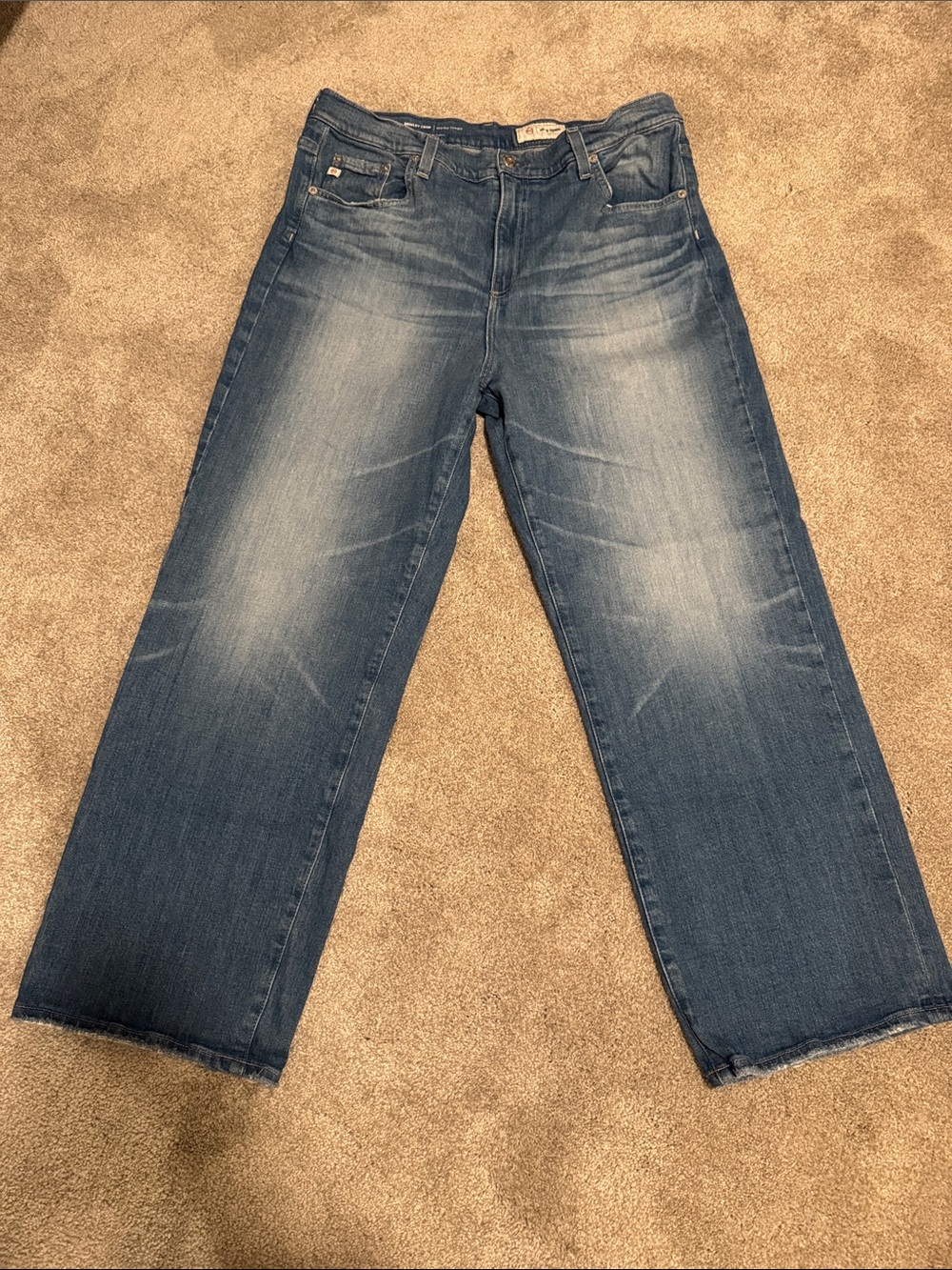 AG Adriano Goldschmied Women's Wide Leg Faded Blue Jeans